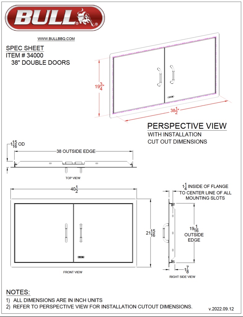 38″ Double Doors – Stainless Steel