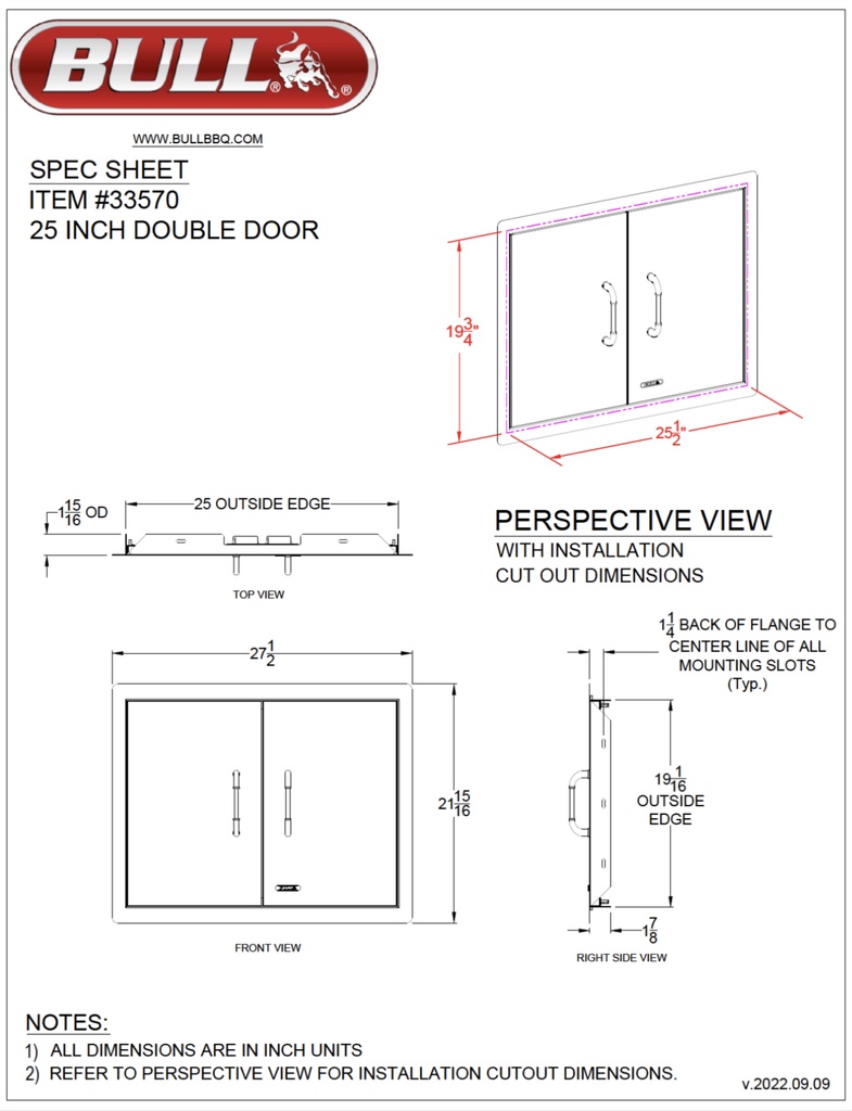 25″ Double Doors – Stainless Steel