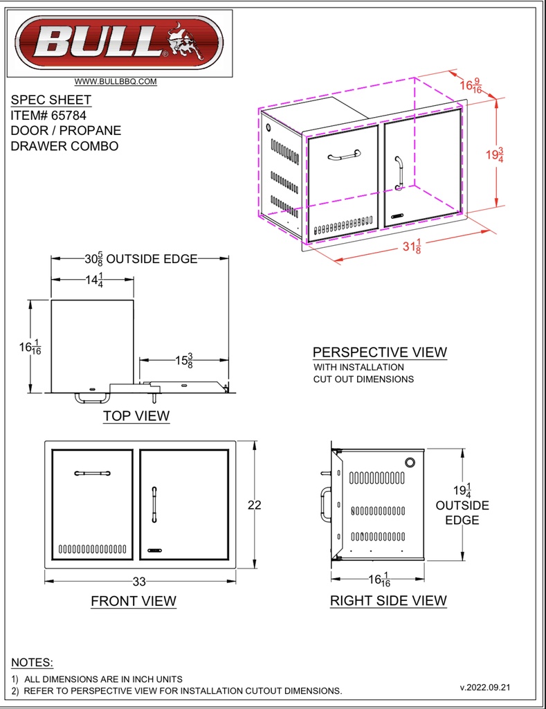 30″ Door/Propane Drawer Combo