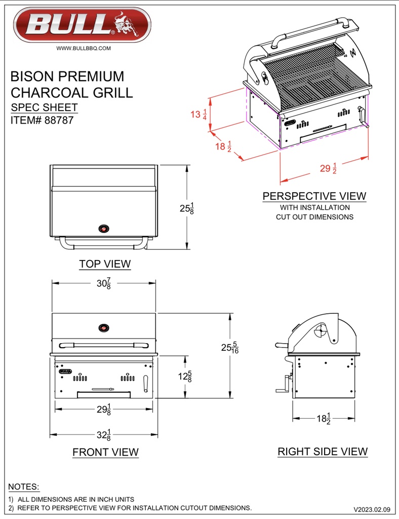 Bison Premium Drop In Charcoal Grill