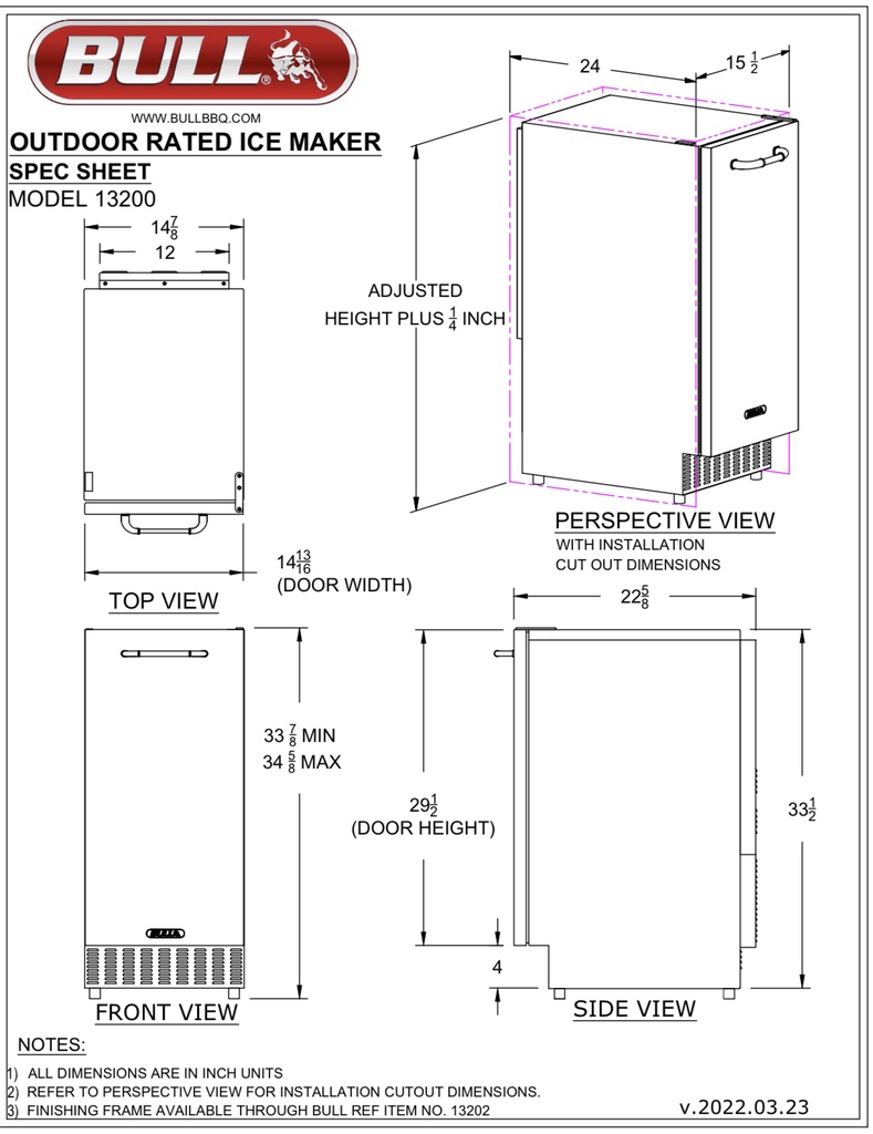 Outdoor Rated Commercial Ice Maker 15″ Stainless Steel, 62lbs