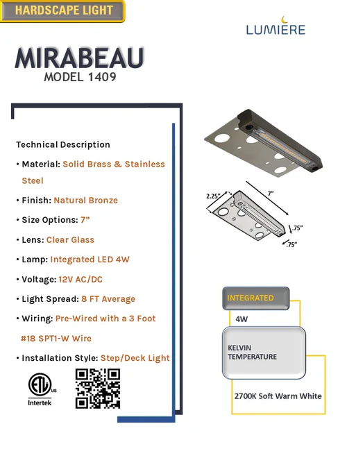 Mirabeau Low Voltage Brass LED Solid Hardscape & Deck Light