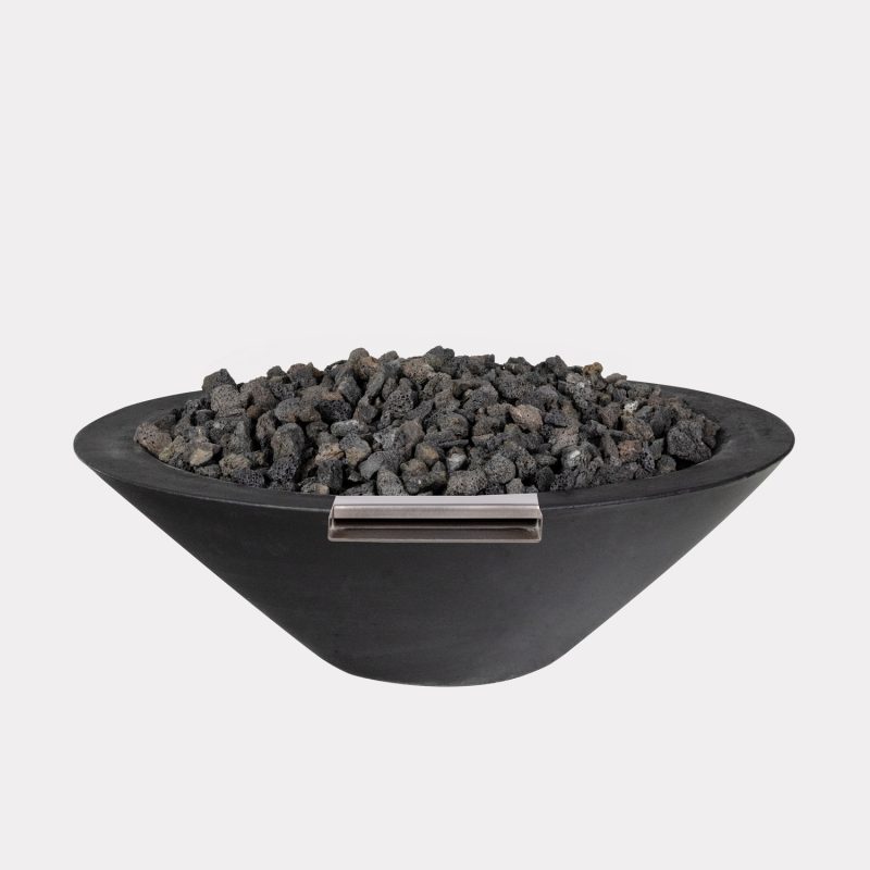 Carbon Black Round Firebowl w/ water scupper