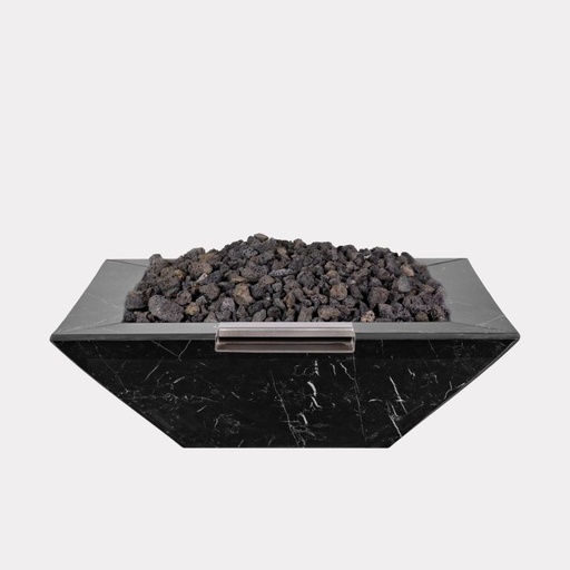 Black Marble Knife Edge Firebowl w/ water scupper